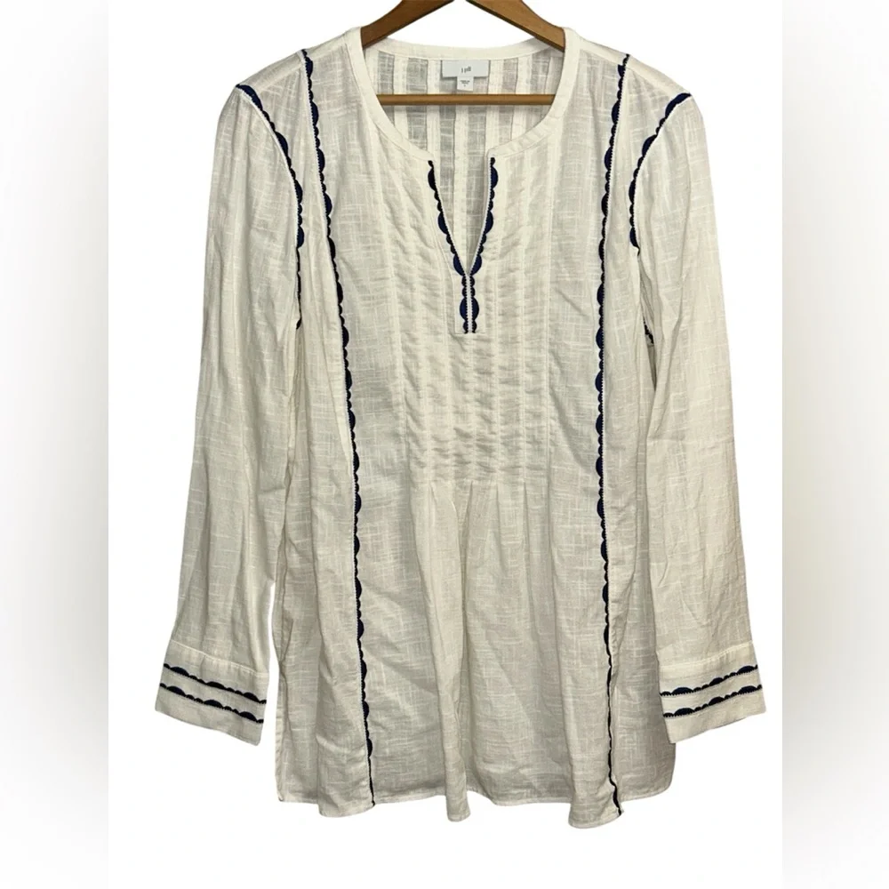 J. Jill White and Blue Tunic Top - Picture 2 of 5